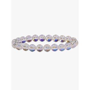 NEW Aqua Aura Clear Quartz 8mm Round Beads Stretch Crystal Bracelet 7 Inch